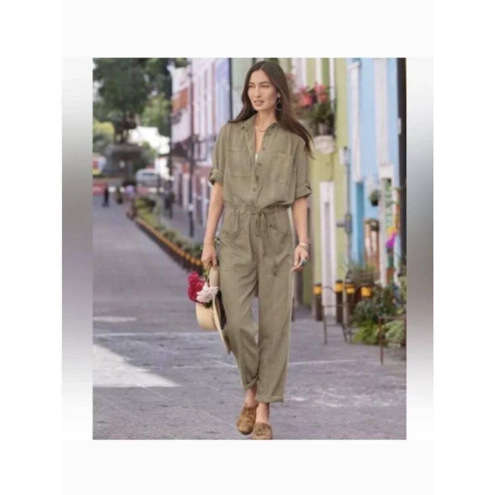 NWOT Sundance Wayside Cargo Utility Jumpsuit Vintage Wash Green Sage Size S